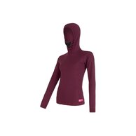Dámské triko s kapucí SENSOR Merino DF Burgundy
