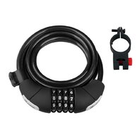 Zámek FORCE Lux Spirálový kódový 180cm/8mm + Držák Black