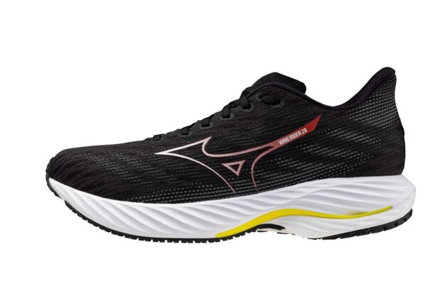 Běžecké boty Mizuno WAVE RIDER 28 Black White Evening Primrose