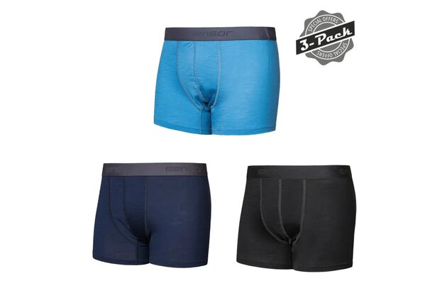 Trenky SENSOR 3 Pack Merino Active Black/Blue