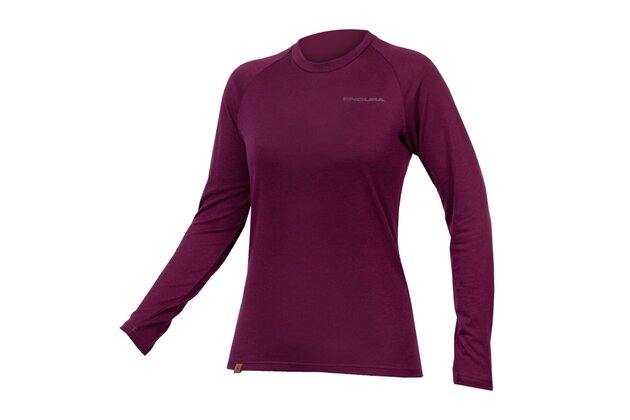Dámské triko s dlouhým rukávem ENDURA Baabaa Merino Aubergine