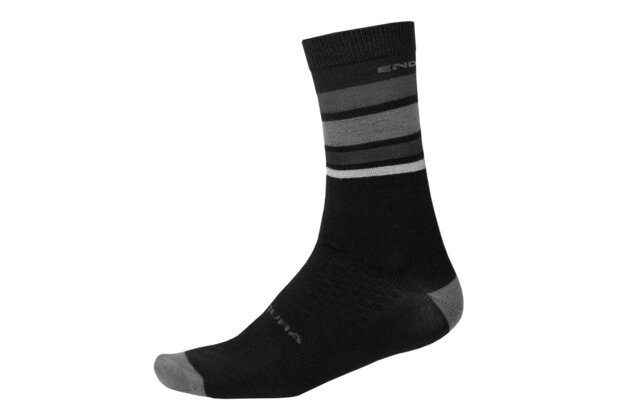 Zimní ponožky ENDURA Baabaa Merino Stripe Matt Black