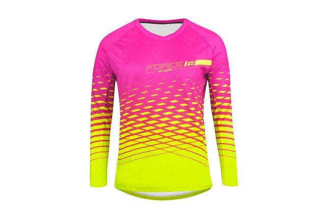 Dámský dres s dlohým rukávem FORCE MTB Angle Pink/Fluo
