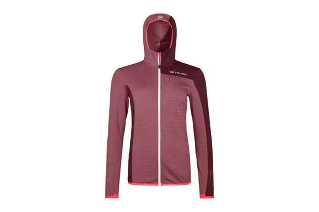 Dámská mikina s kapucí ORTOVOX Fleece Light Grid Mountain Rose
