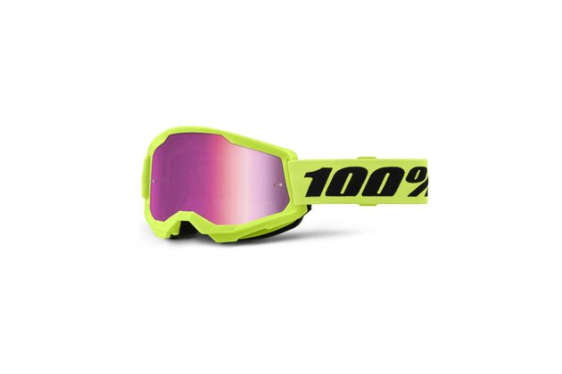 Brýle 100% Strata 2 Neon Yellow/Mirror Pink Lens