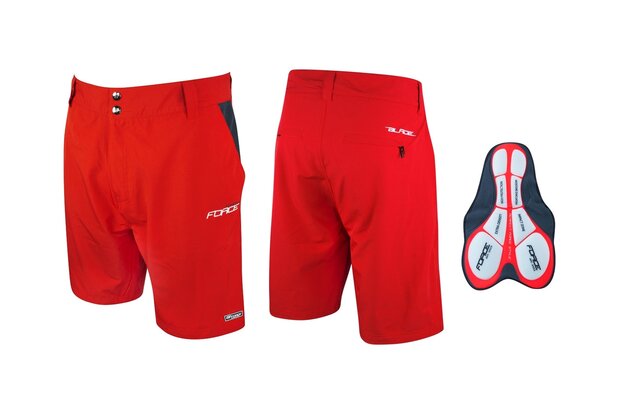 Kraťasy s odnímatelnou vložkou FORCE F Blade MTB Red
