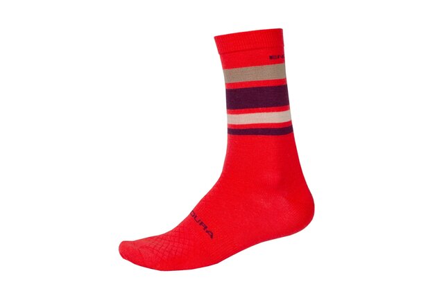 Zimní ponožky ENDURA Baabaa Merino Stripe Pomegranate