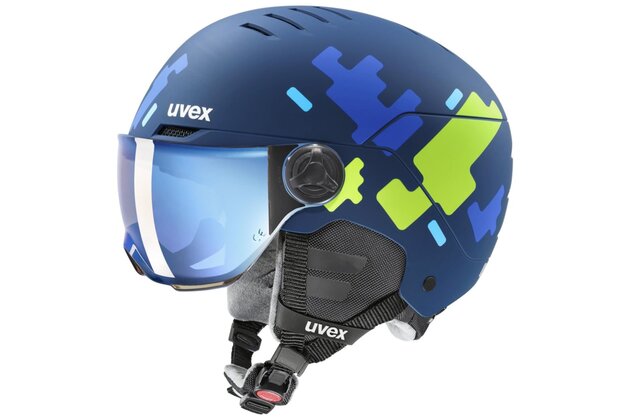 Přilba UVEX Rocket JR Visor Blue puzzle m
