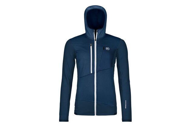 Dámská mikina s kapucí ORTOVOX Fleece Grid Hoody Deep Ocean