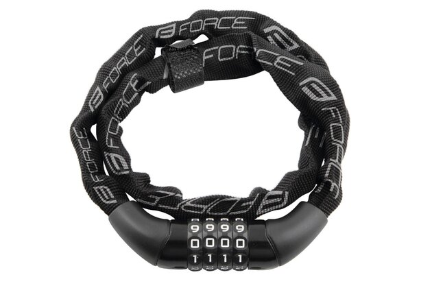 Zámek FORCE Chain kódový 120cm/4mm Black