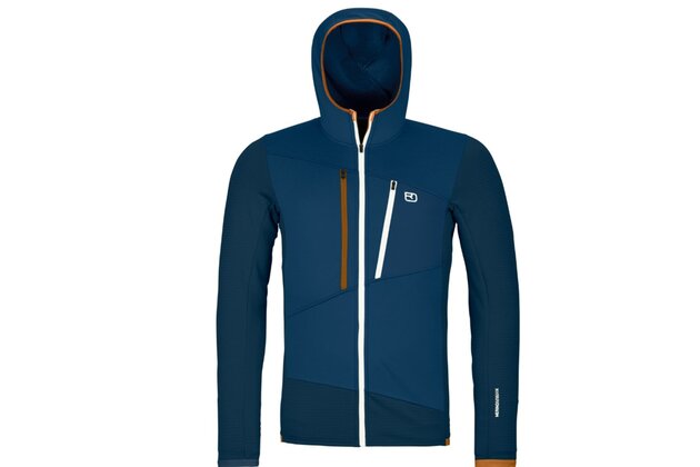 Mikina s kapucí ORTOVOX Fleece Grid Hoody Deep Ocean