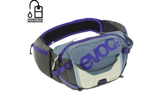 Ledvinka EVOC Hip Pack Pro 3 + Hydration Bladder 1,5l Steel/Violet/Dark Olive