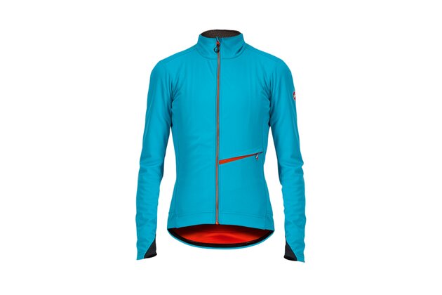 Dámská větruodolná bunda CASTELLI GO Sky Blue/Fiery Red