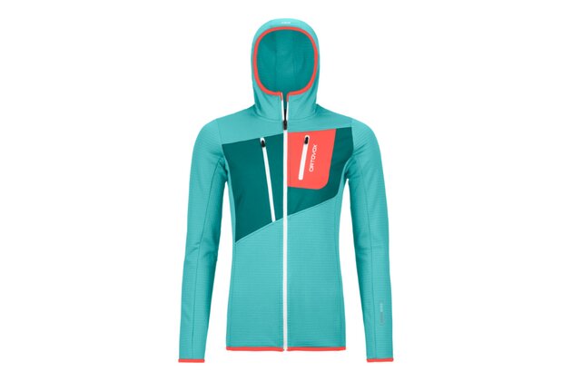 Dámská mikina s kapucí ORTOVOX Fleece Grid Ice Waterfall
